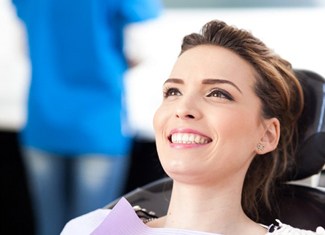 smiling woman at dental checkup