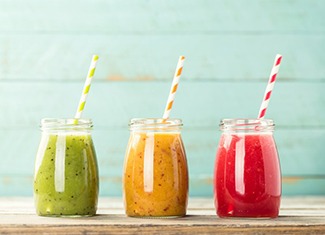Colorful smoothies to drink for dental implant post-op in Fresno