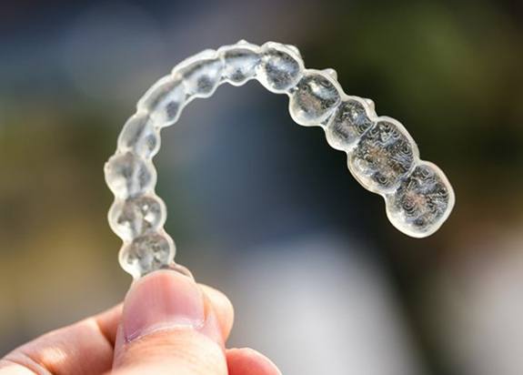 Closeup of Invisalign aligner tray