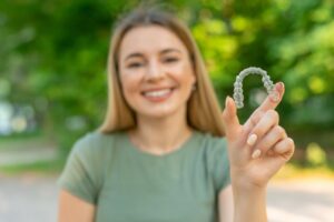 Woman smiling while traveling with Invisalign