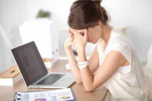 woman tired at work